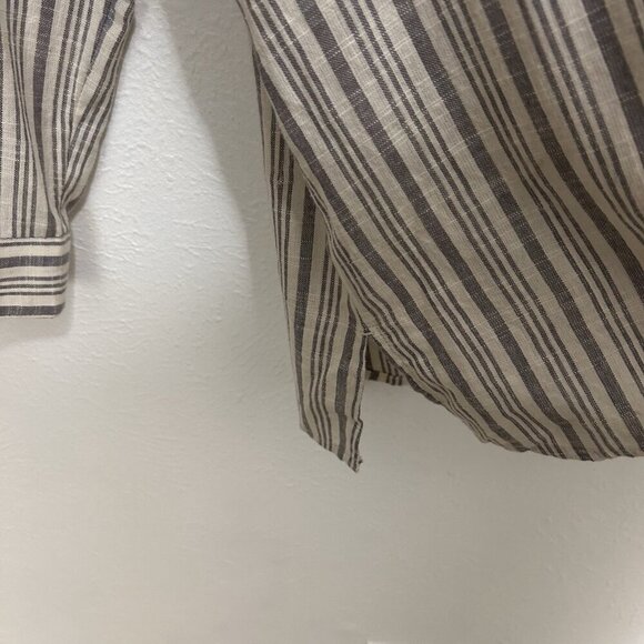 Soft Surroundings Blouse Womens M Embroidered Beaded Floral Striped Cotton Tunic - Picture 5 of 12